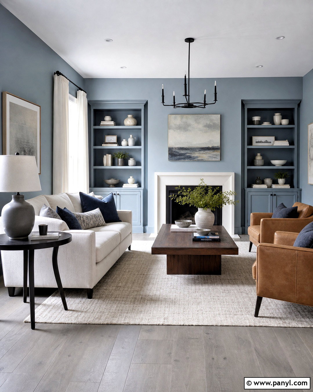 Dusty Blue Living Room With Grey Flooring - 20 grey flooring living room paint colors