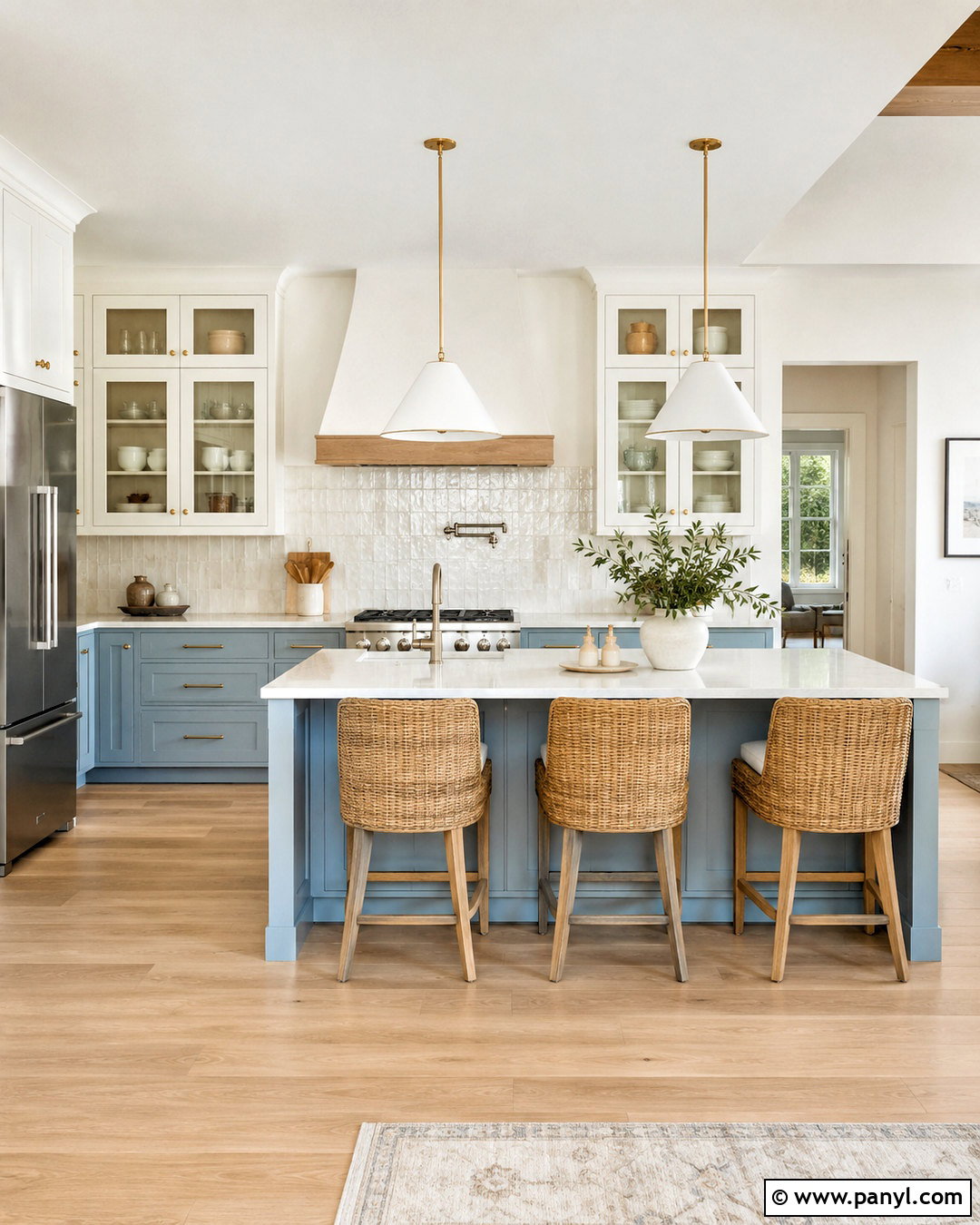 Dusty Blue Lower Cabinets With White Quartz - 20 blue lower cabinets white upper ideas