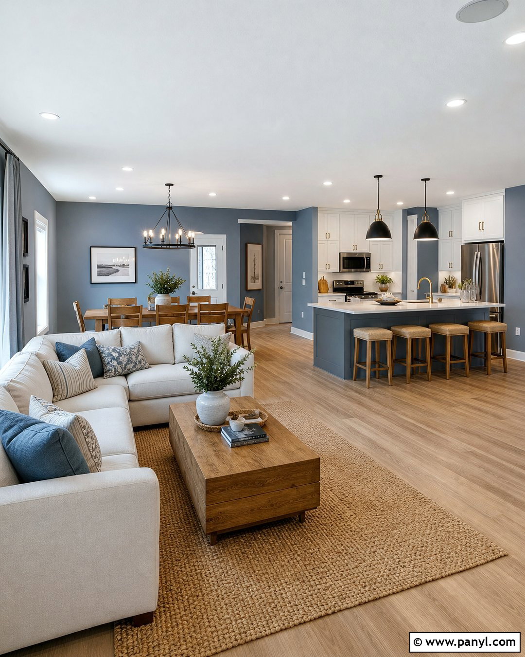 Dusty Blue Open Plan Walls - 30 dusty blue wall color ideas