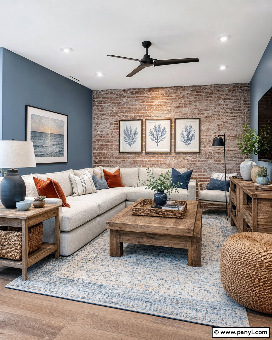 Dusty Blue Paint With Brick Wall - 20 Brick Wall Paint Matching Ideas