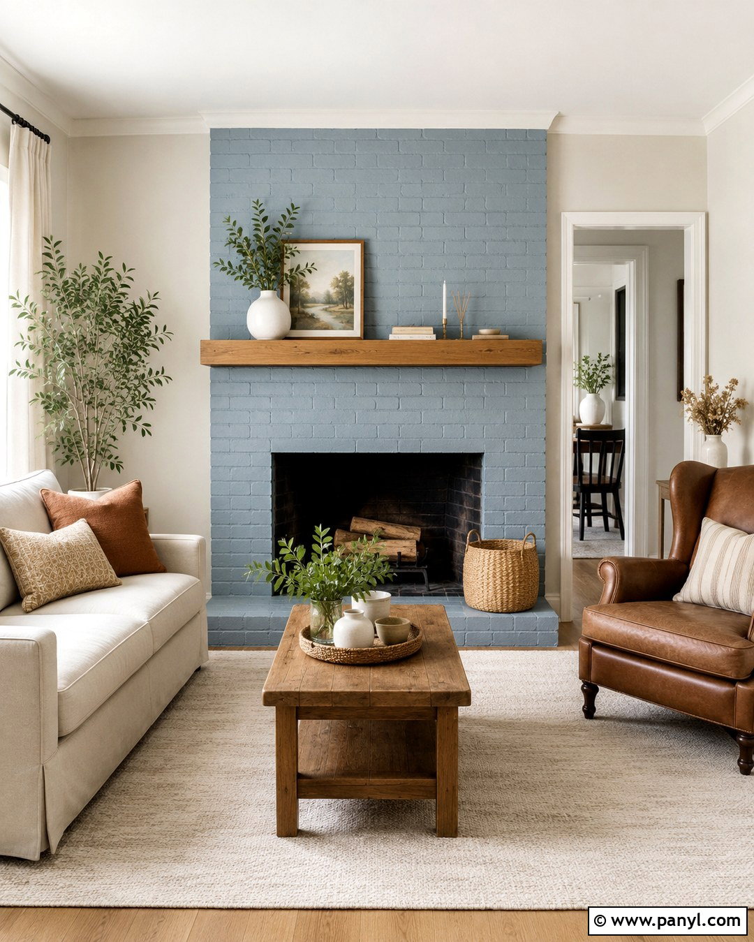 Dusty Blue Painted Brick Fireplace - 20 Fireplace Colors Painted Brick Ideas