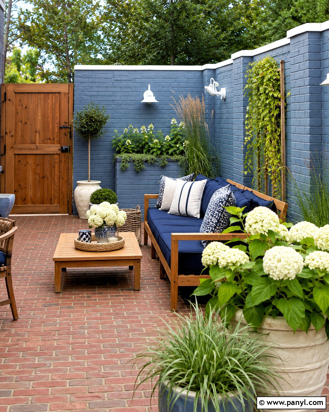 Dusty Blue Painted Brick Wall - 20 painted brick wall exterior ideas