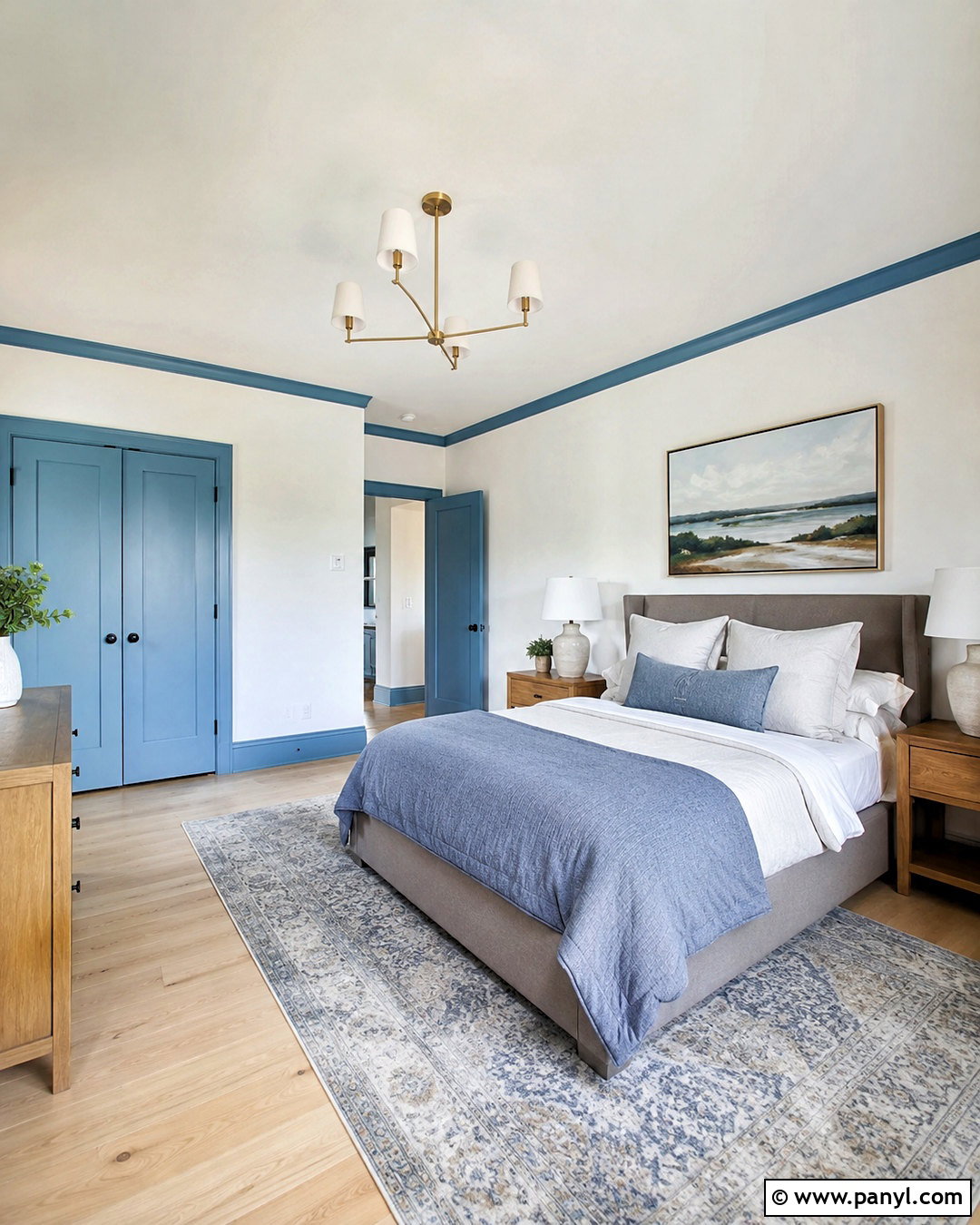 Dusty Blue Painted Skirting With White Walls - 20 White Walls Painted Skirting Ideas