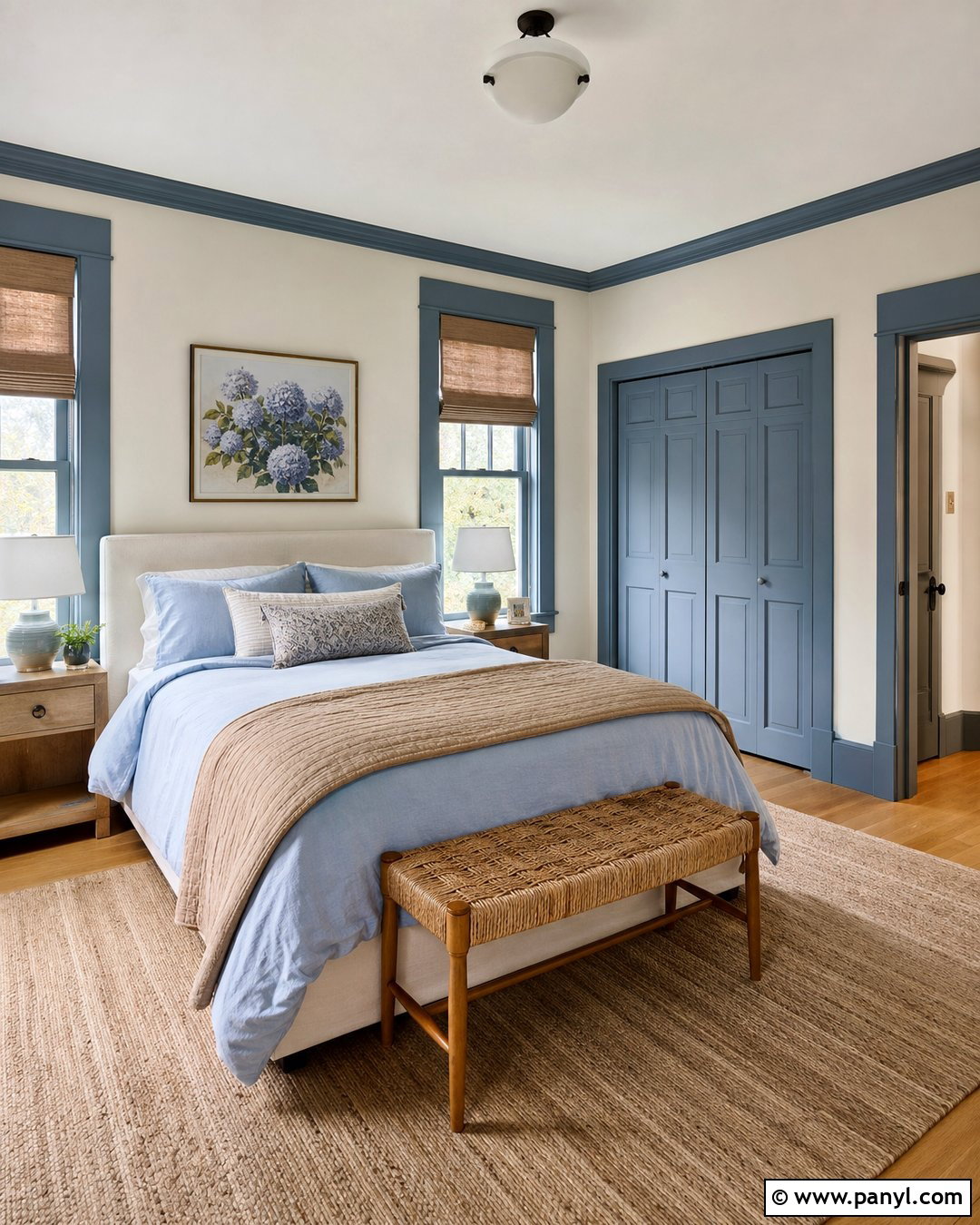 Dusty Blue Painted Trim With White Walls - 30 painted trim white walls