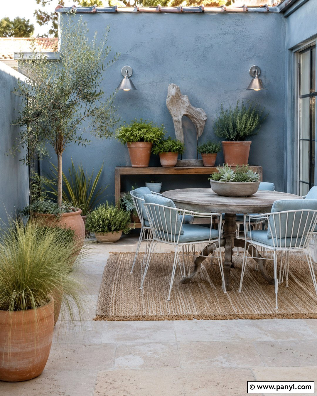 Dusty Blue Patio Wall - 20 Patio Wall Color Ideas