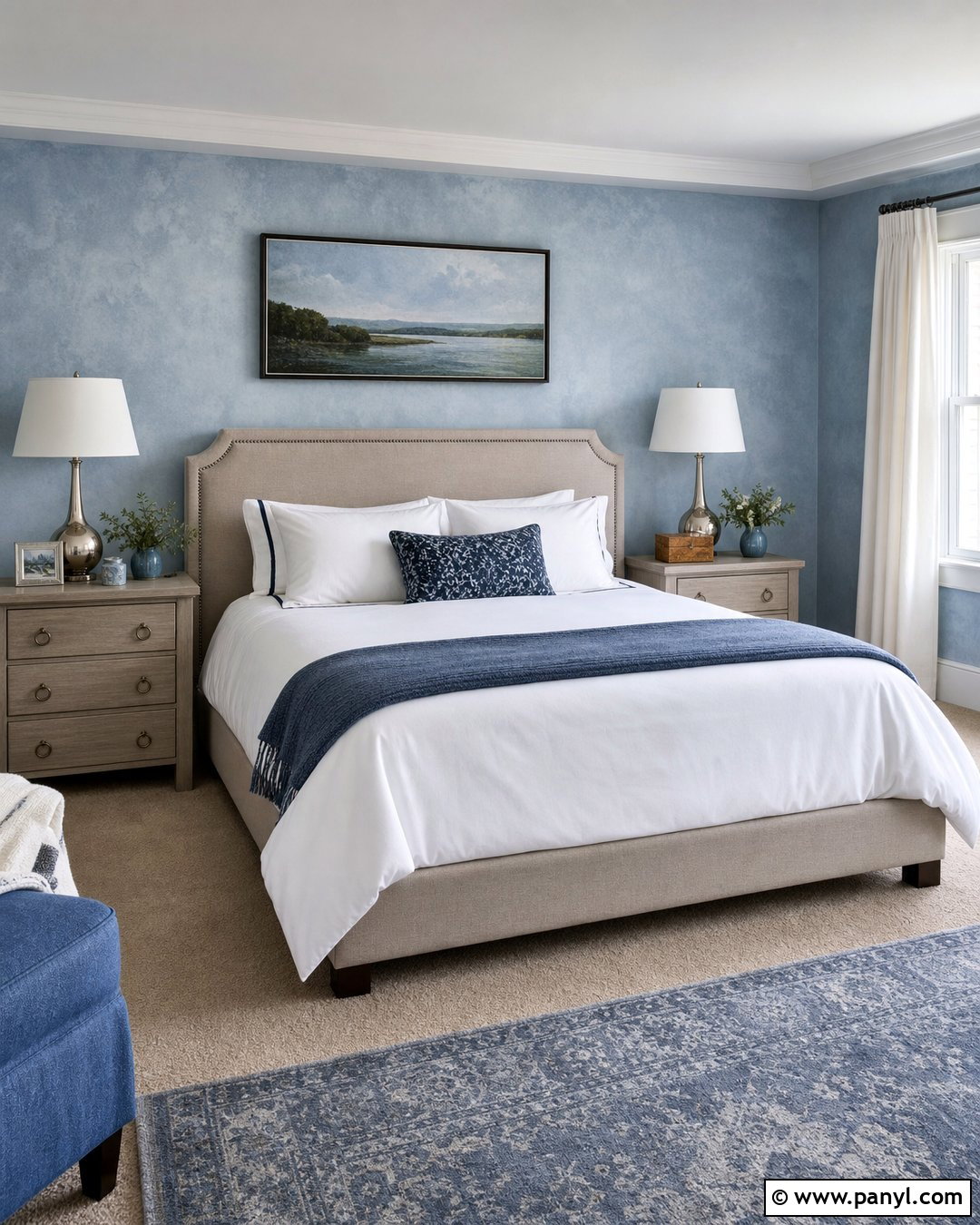 Dusty Blue Sponge Wall Texture - 50 wall colour texture ideas