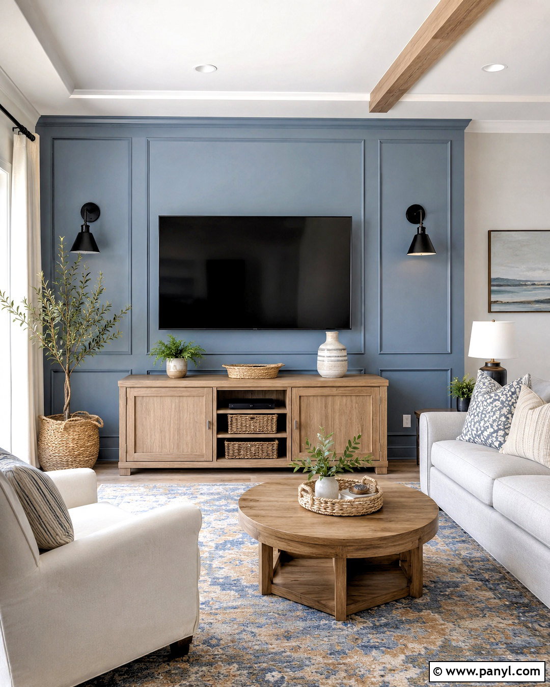 Dusty Blue TV Wall - 35 tv wall color ideas
