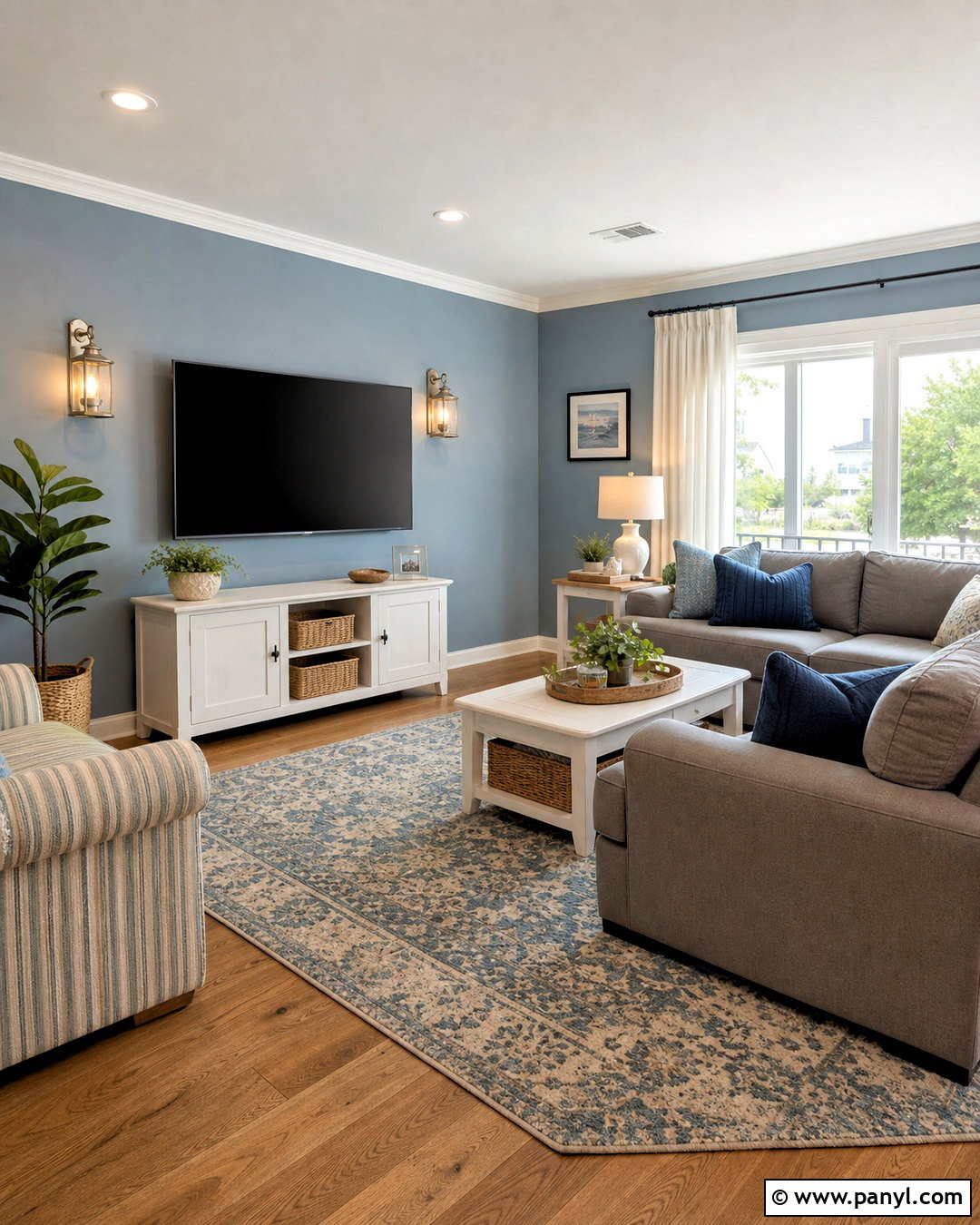 Dusty Blue TV Wall - 20 tv wall color ideas living room ideas