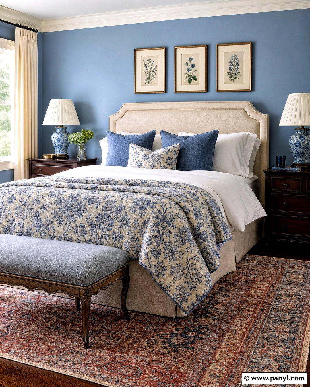 Dusty Blue Traditional Bedroom - 20 blue color room ideas