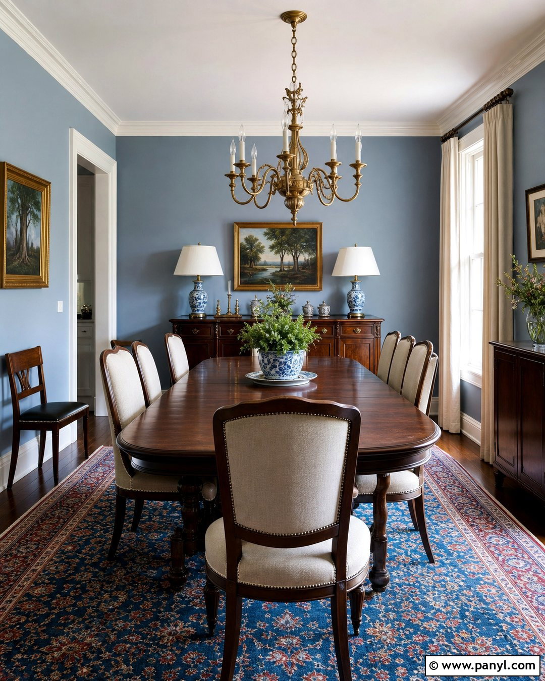 Dusty Blue Traditional Dining Room - 30 dusty blue wall color ideas