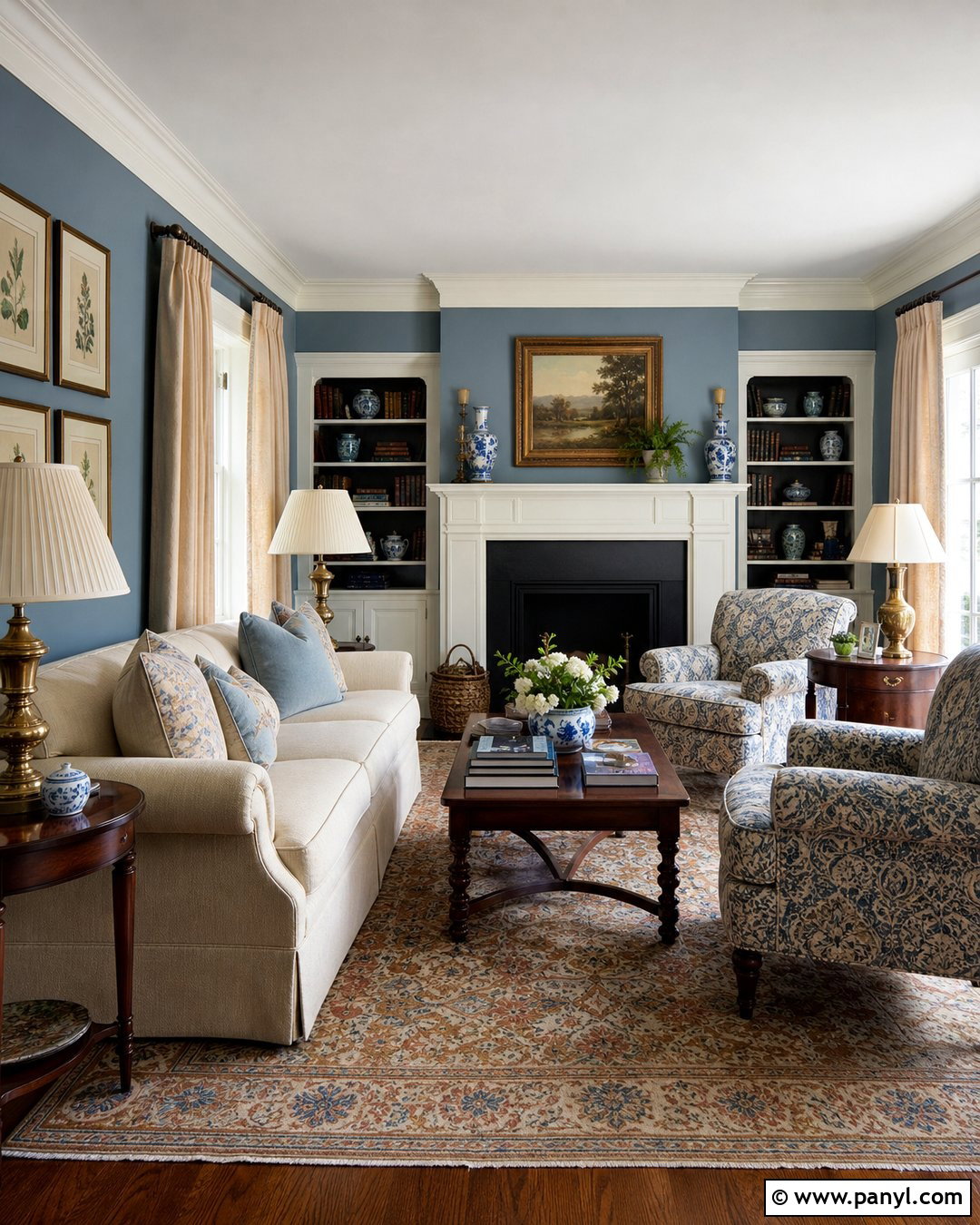 Dusty Blue Traditional Living Room Walls - 30 Dusty Blue Walls