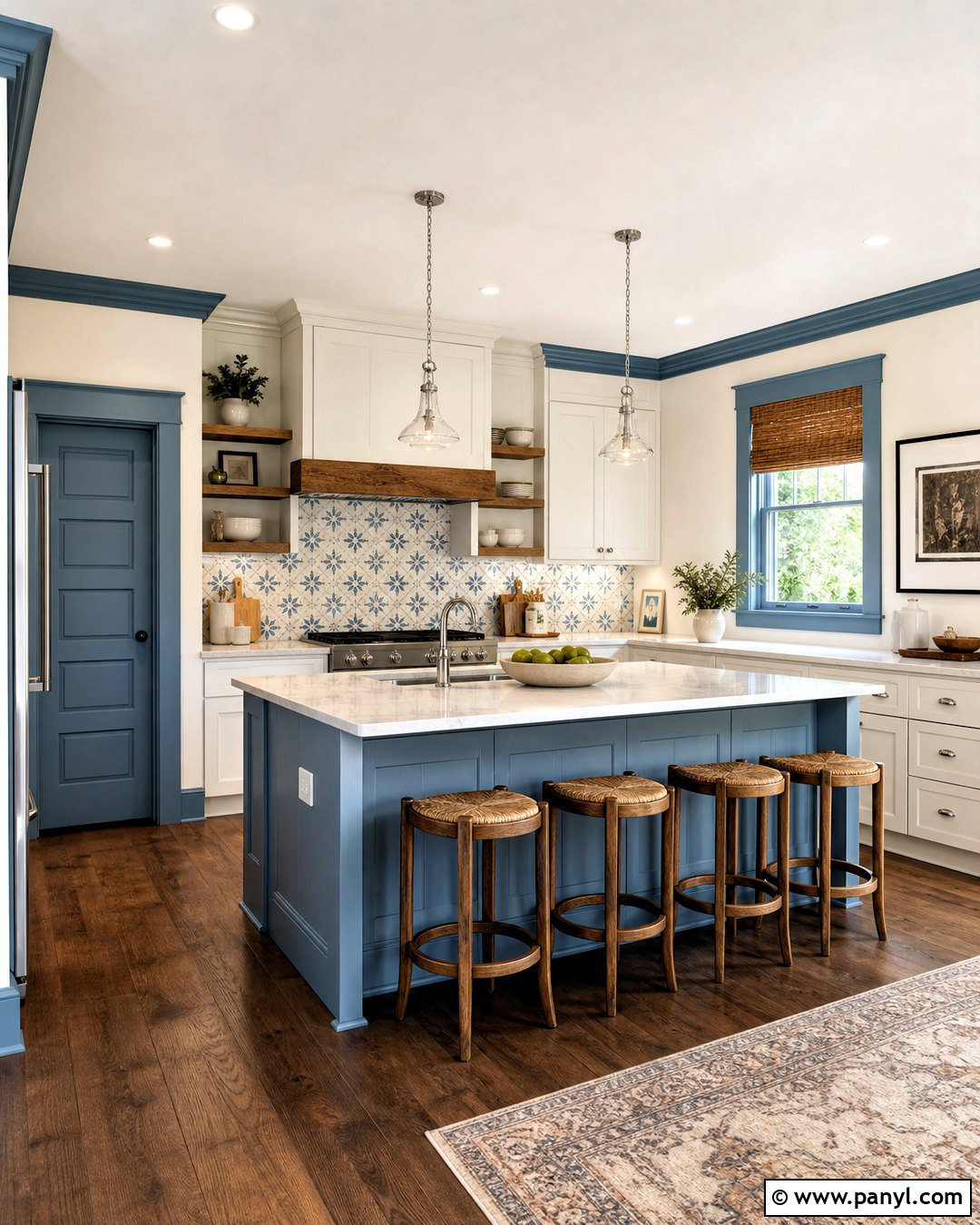 Dusty Blue Trim Kitchen - 20 blue trim interior ideas