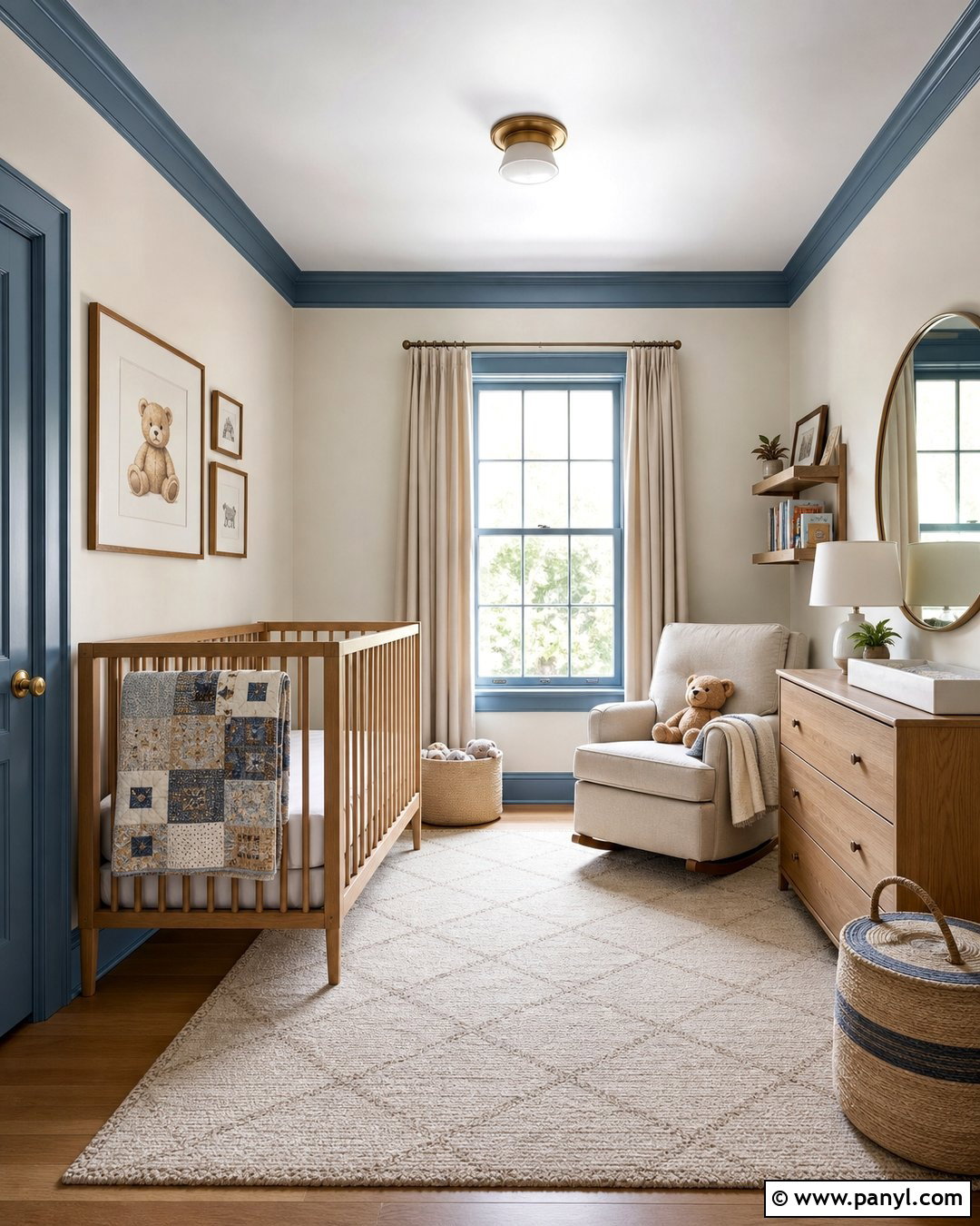 Dusty Blue Trim Nursery - 35 Blue Trim White Walls