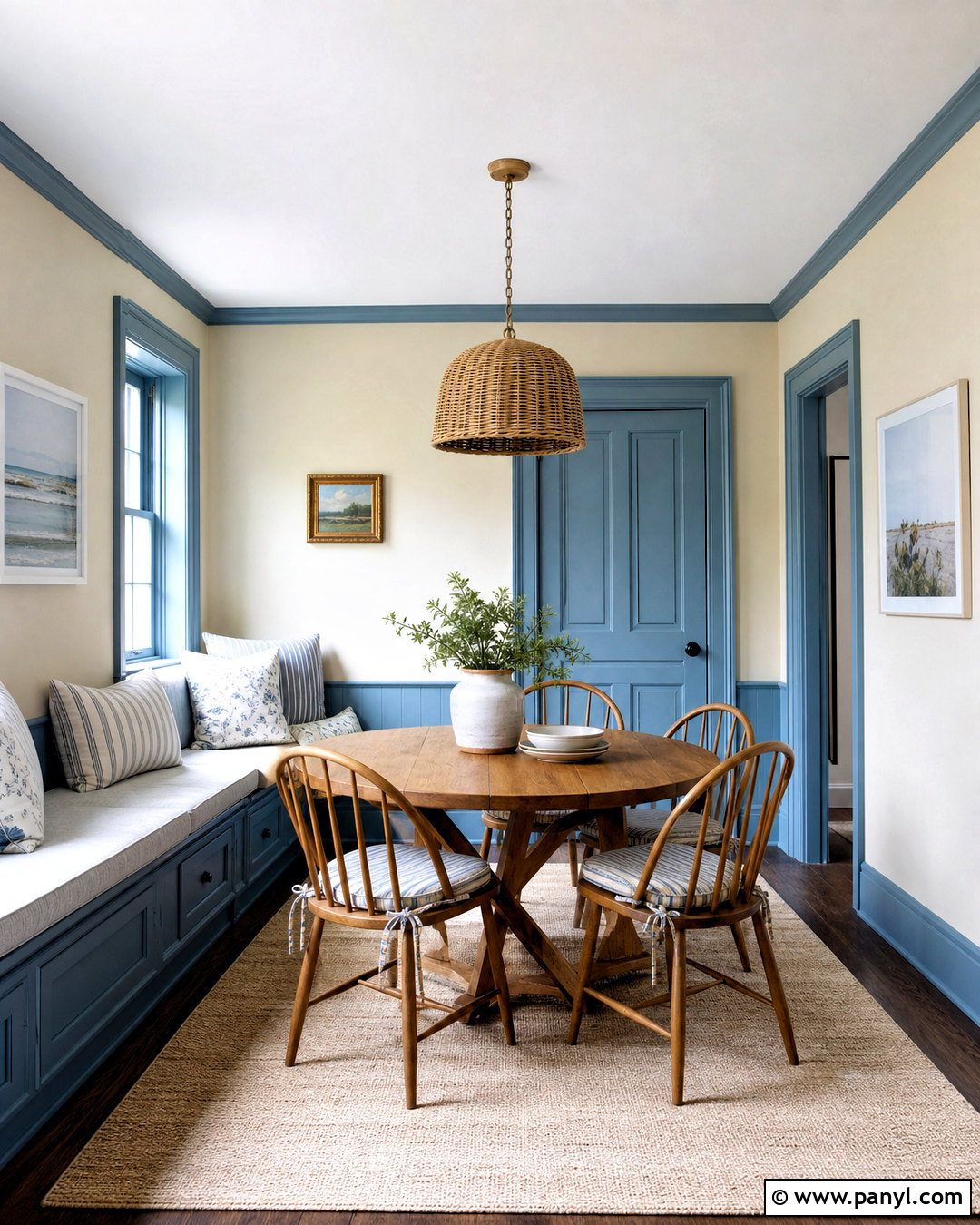 Dusty Blue Trim With Cream Walls - 20 trim paint color ideas