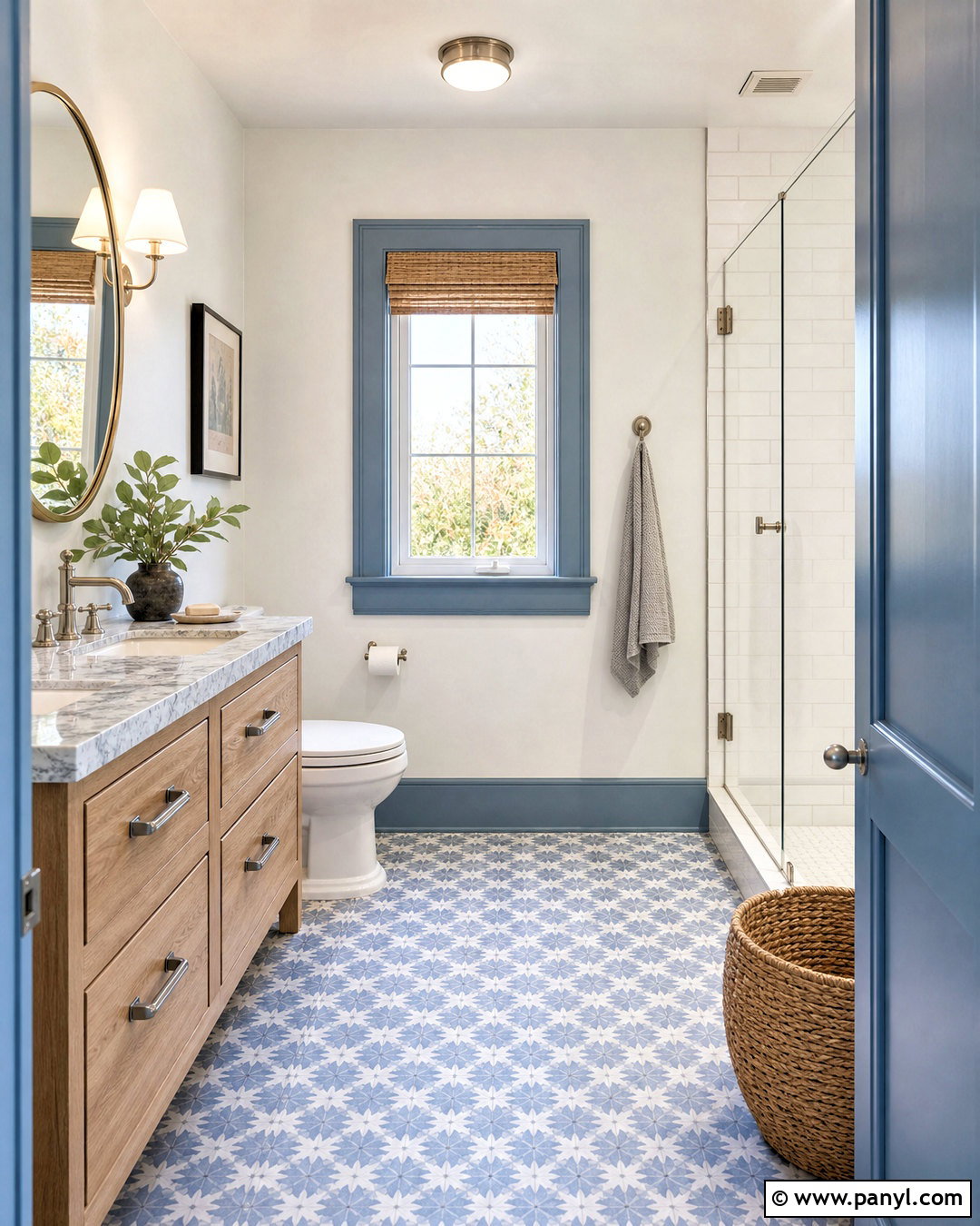 Dusty Blue Trim With White Walls - 20 contrasting trim interior ideas