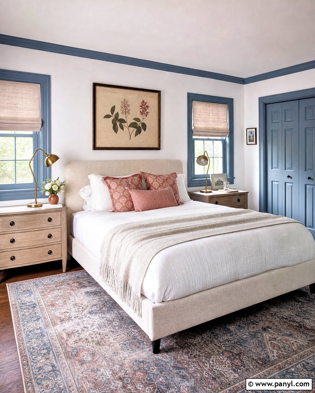 Dusty Blue Trim With White Walls - 20 white walls with different color trim ideas