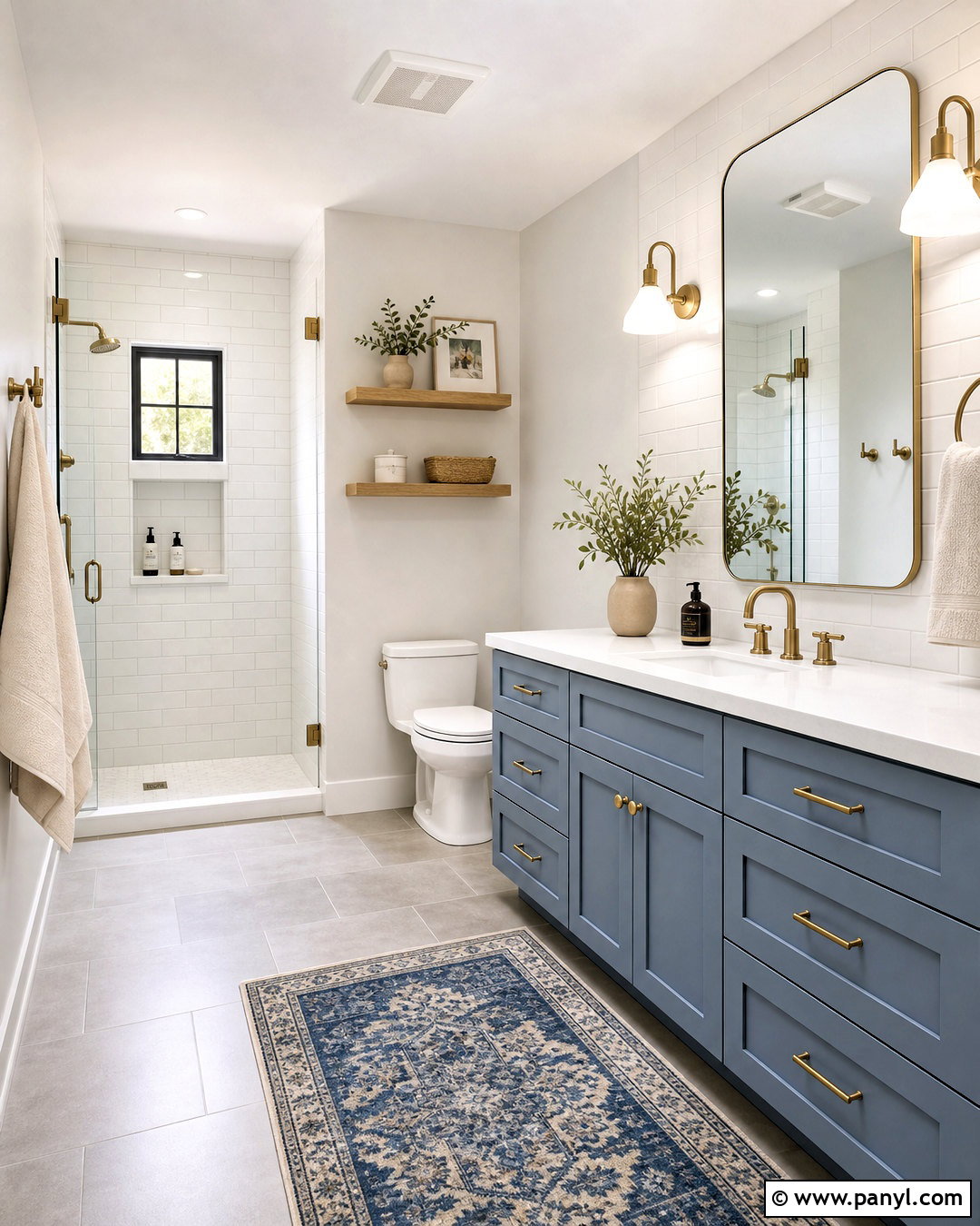 Dusty Blue Vanity With White Subway Tile - 20 dusty blue bathroom ideas