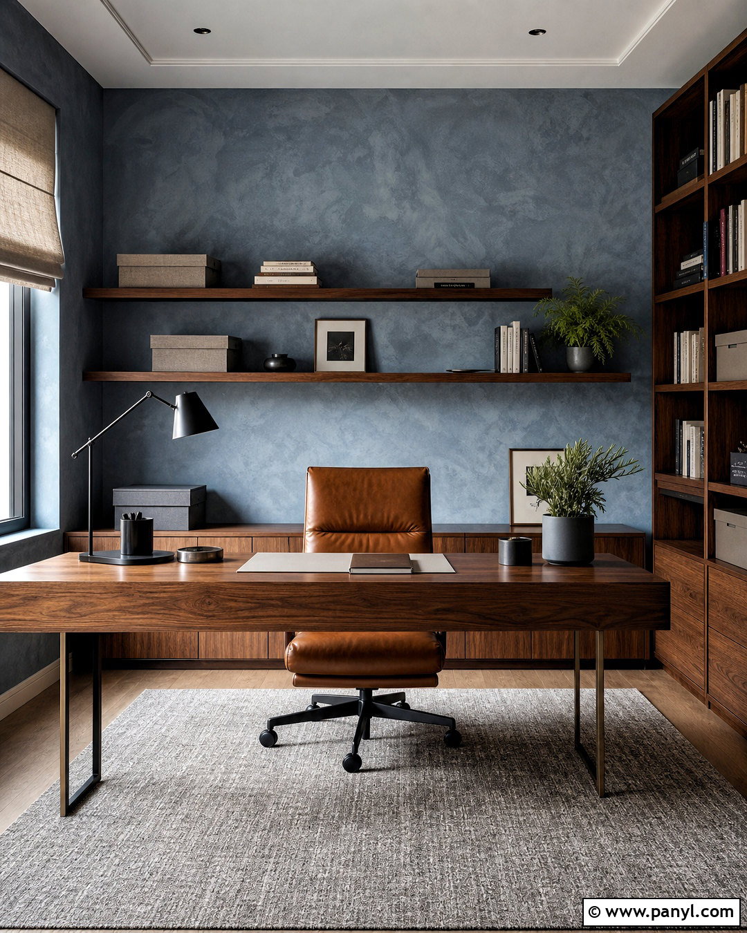 Dusty Blue Venetian Plaster Home Office - 20 venetian plaster walls
