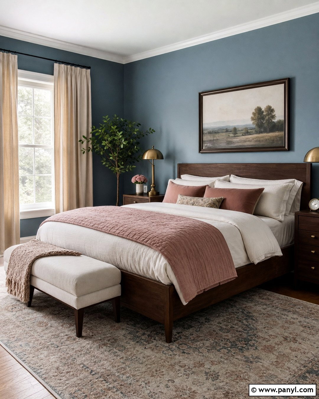Dusty Blue Walls With Blush Pink - 30 Dusty Blue Walls