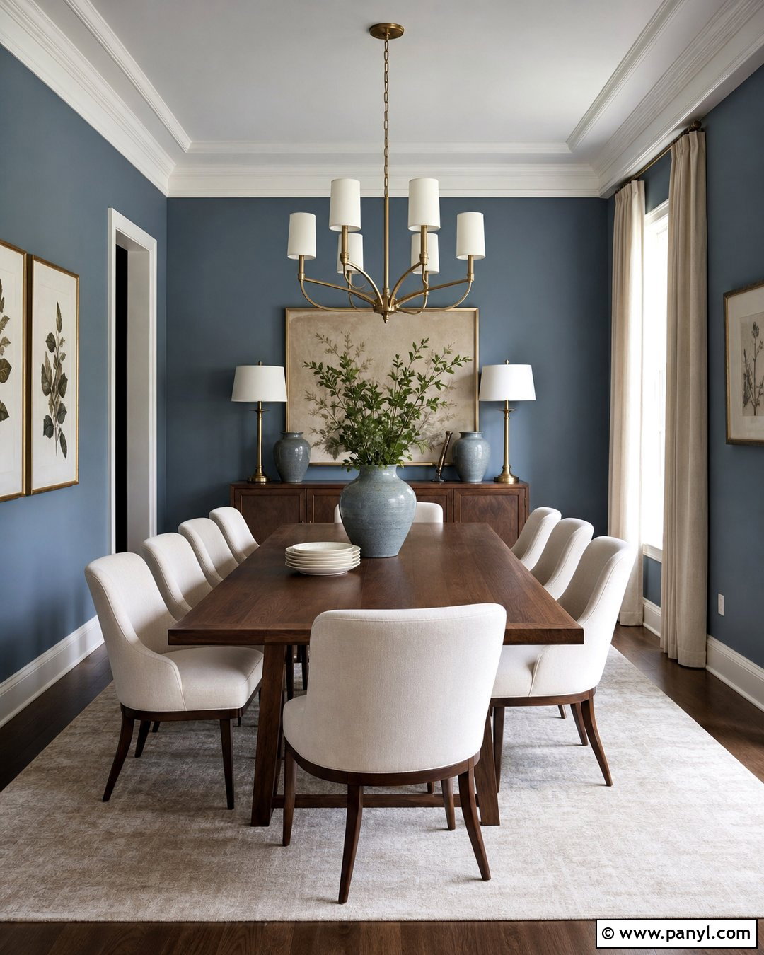 Dusty Blue Walls With Brass Accents - 30 dusty blue wall color ideas