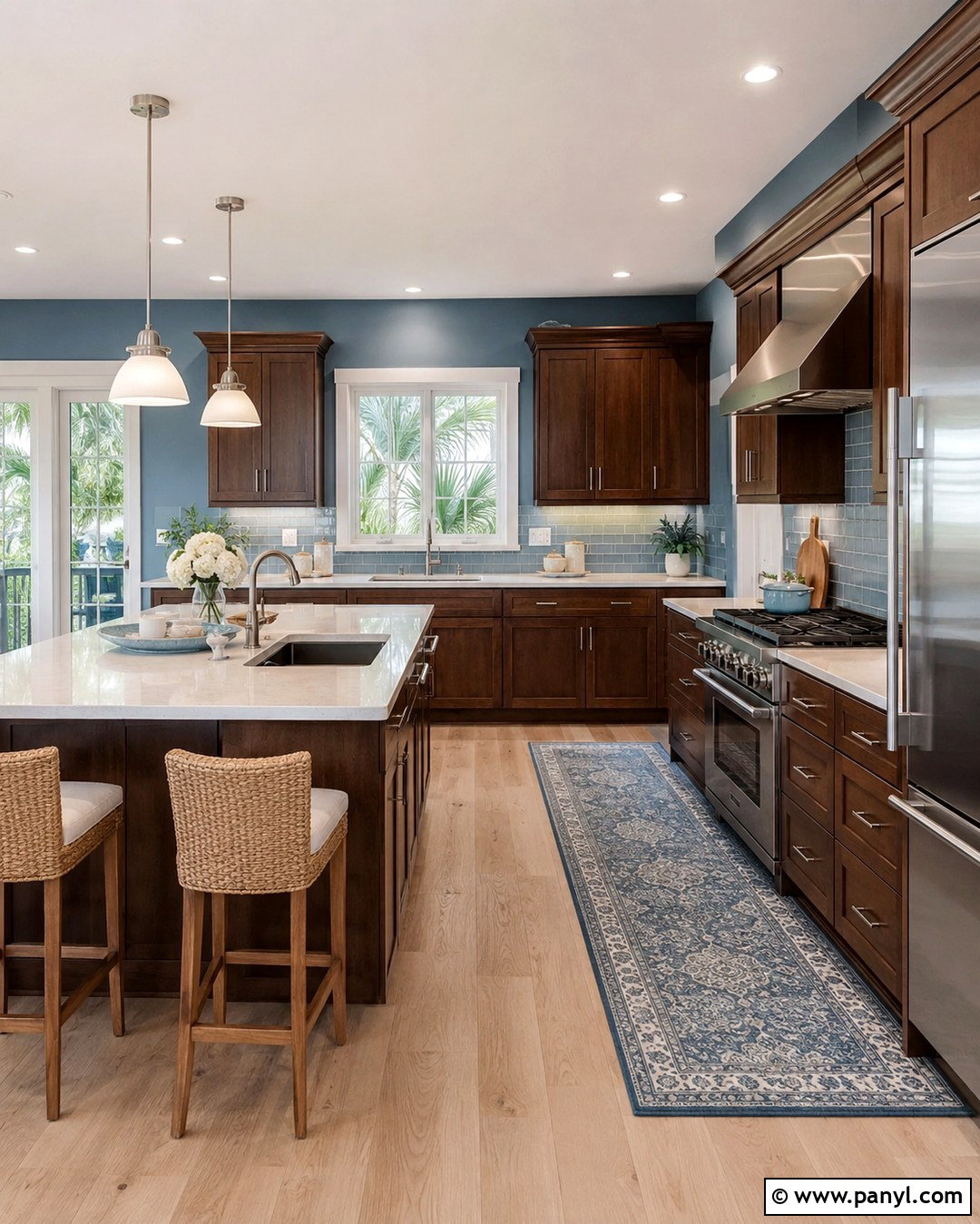 Dusty Blue Walls With Brown Cabinets - 20 Brown Kitchen Ideas Paint Wall Colors