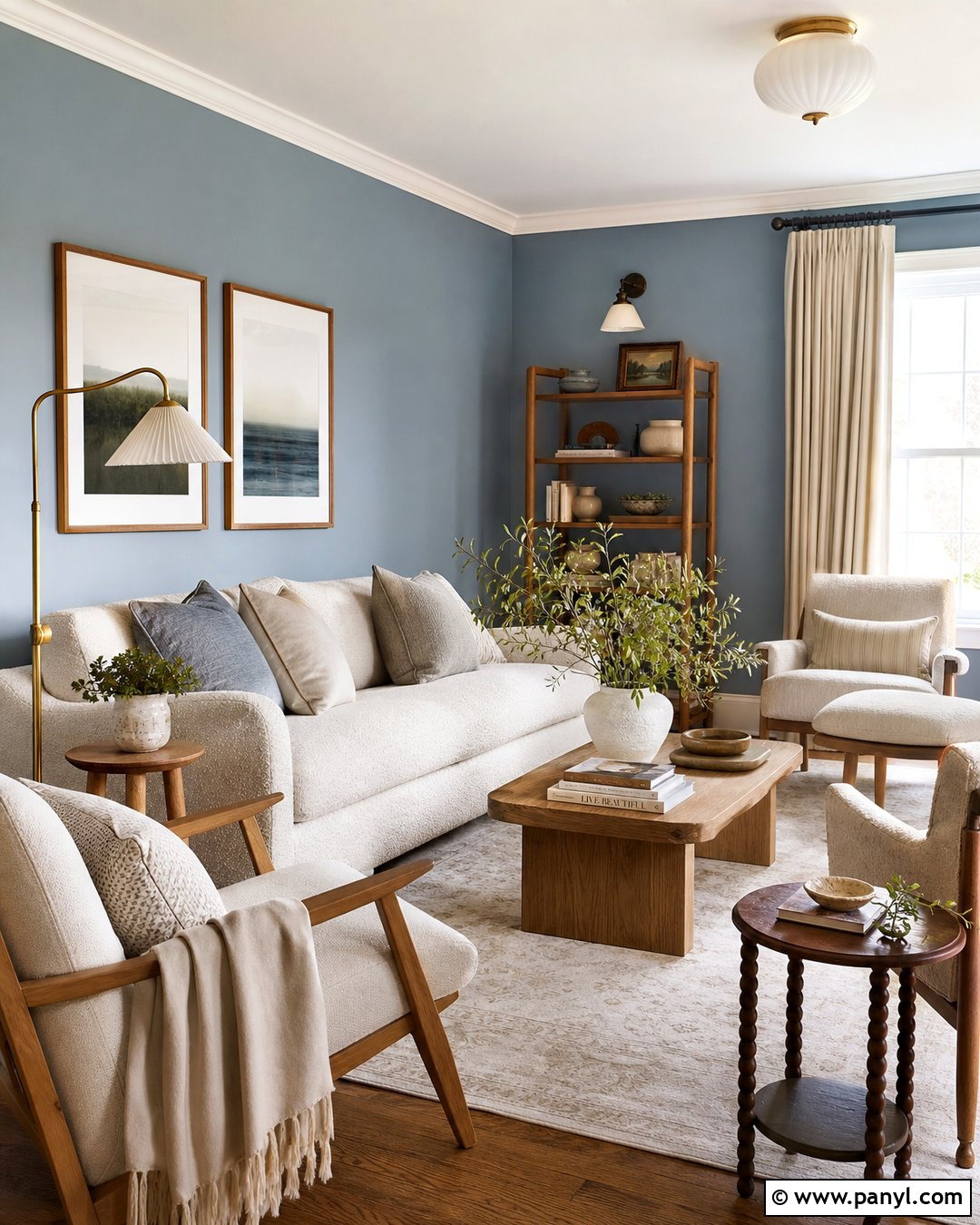 Dusty Blue Walls With Cream Decor - 30 Dusty Blue Walls