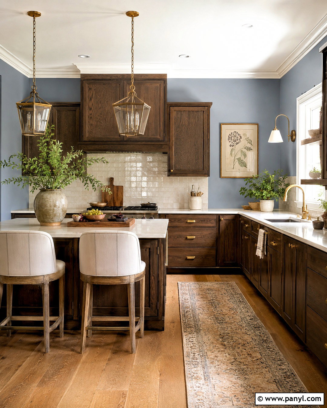 Dusty Blue Walls With Dark Brown Cabinets - 20 Wall Color For Dark Brown Cabinets