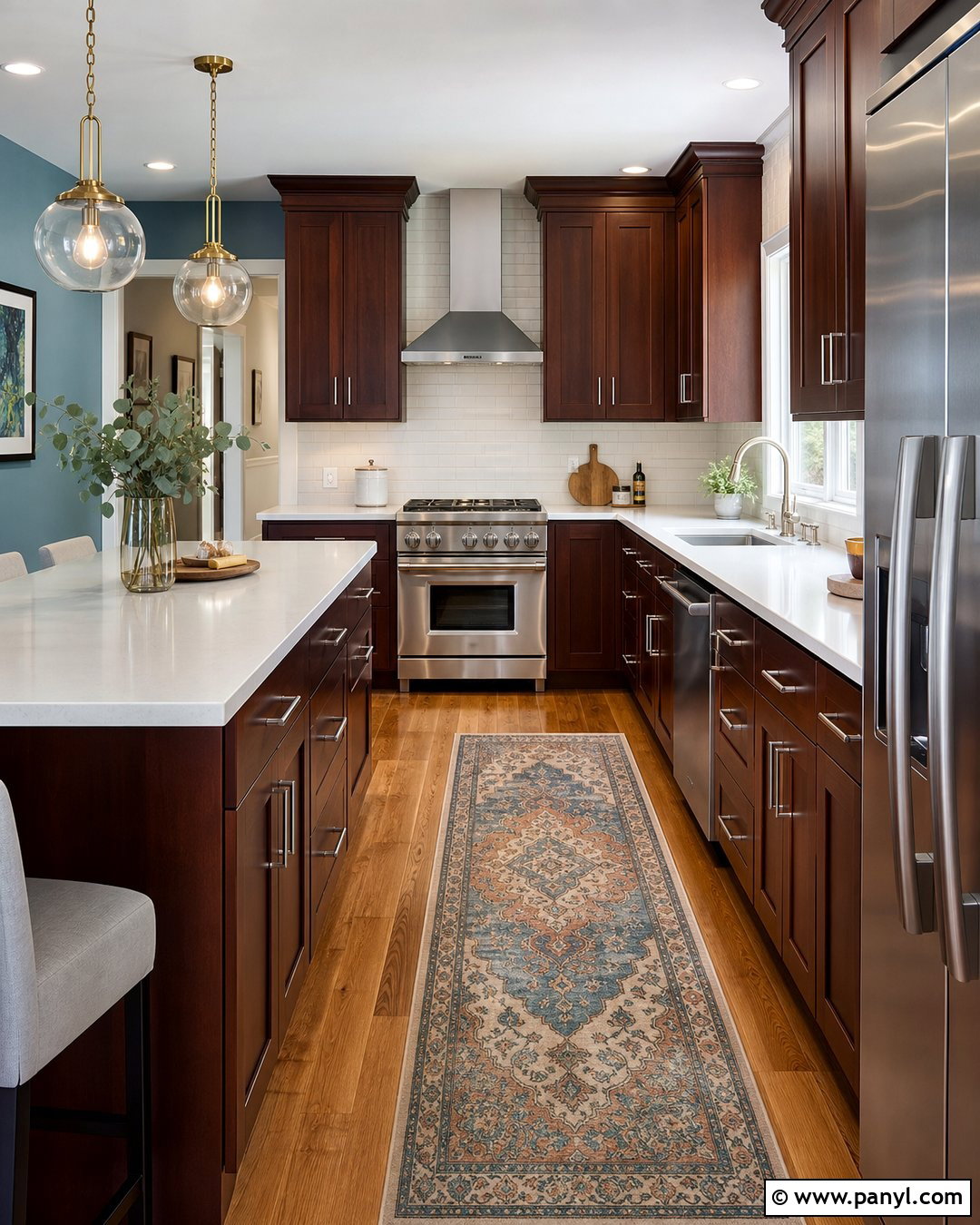 Dusty Blue Walls With Dark Cherry Cabinets - 20 Dark Cherry Kitchen Cabinets Wall Color Ideas