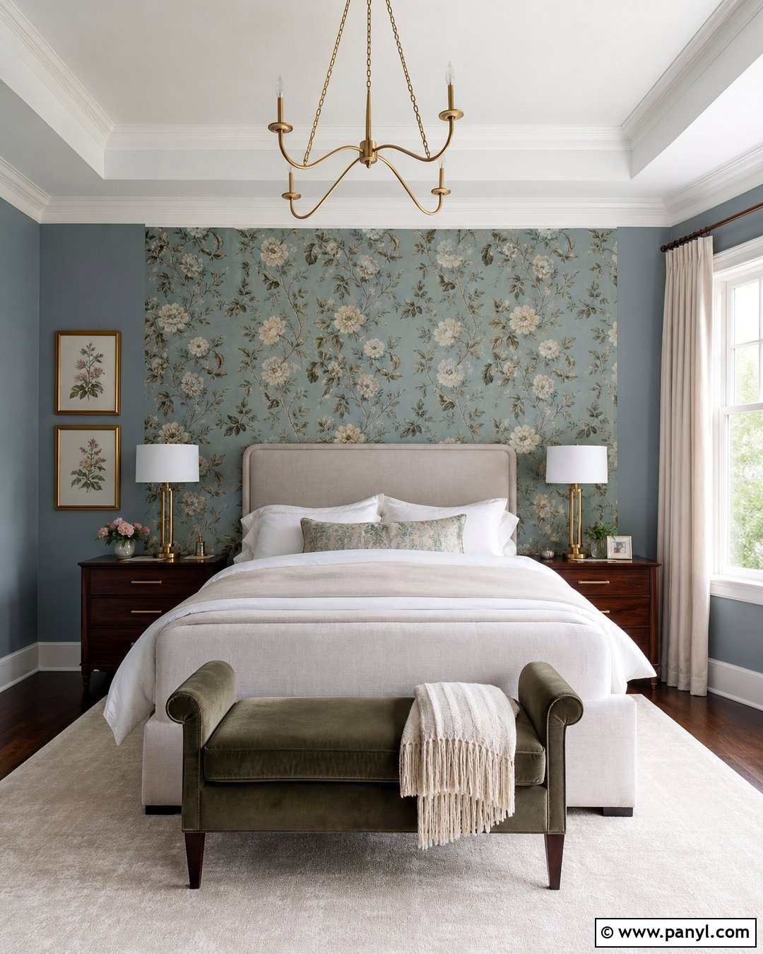 Dusty Blue Walls With Floral Wallpaper - 30 dusty blue wall color ideas