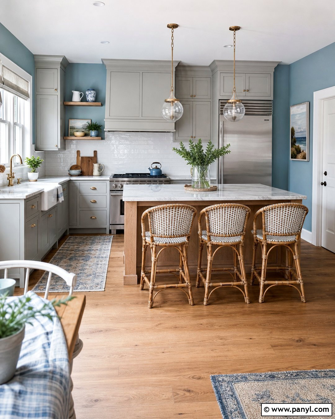 Dusty Blue Walls With Grey Kitchen Cabinets - 30 Grey Kitchen Cabinets Wall Color Ideas