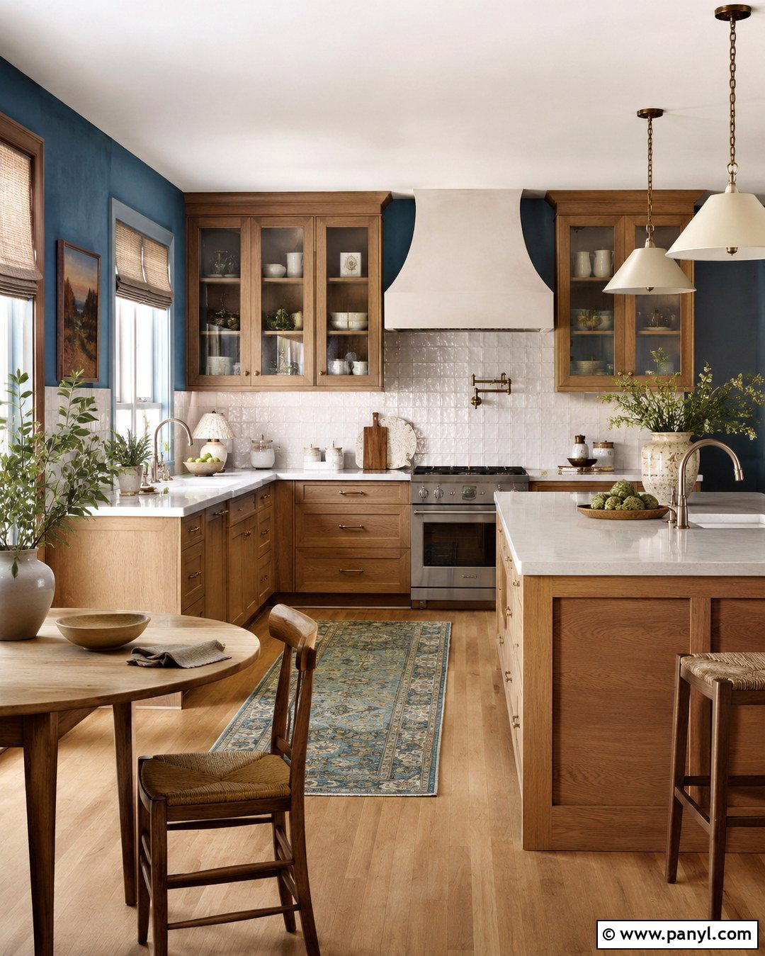 Dusty Blue Walls With Medium Oak Cabinets - 20 Blue Walls Oak Cabinets