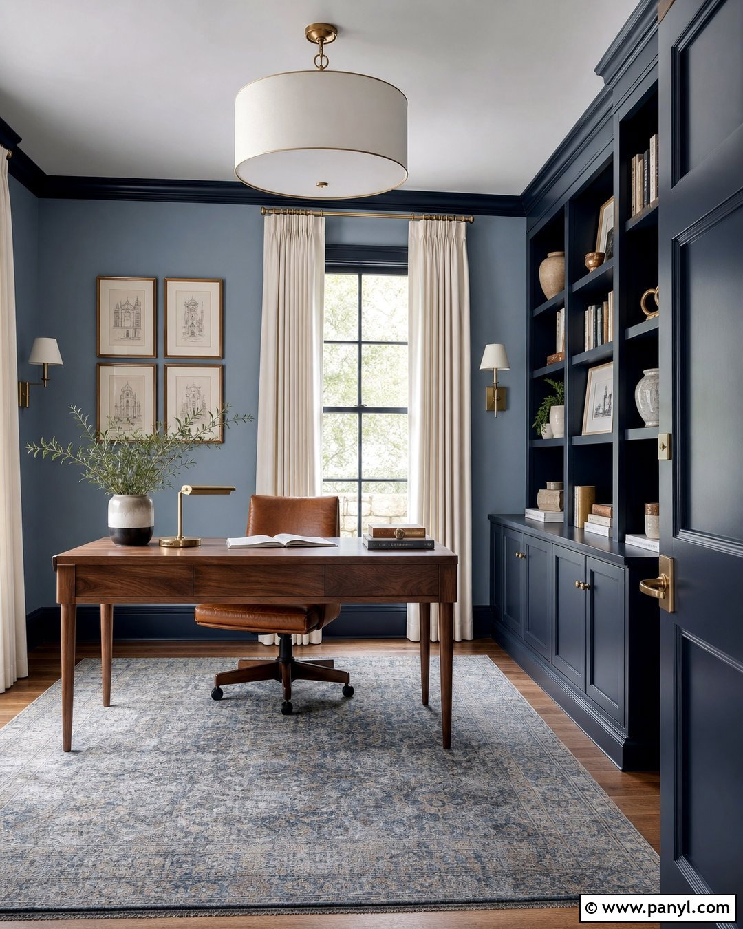 Dusty Blue Walls With Navy Trim - 25 Painted Baseboards And Trim Wall Colors