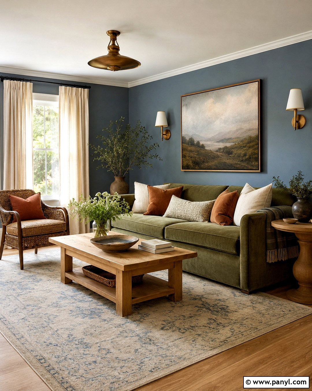 Dusty Blue Walls With Olive Green Couch - 20 Wall Color For Olive Green Couch Ideas