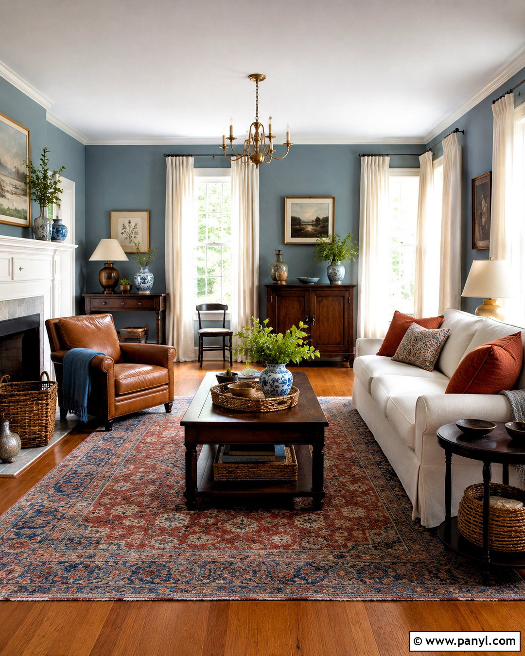 Dusty Blue Walls With Orange Wood Floors - 20 Wall Colors That Go With Wood Floors