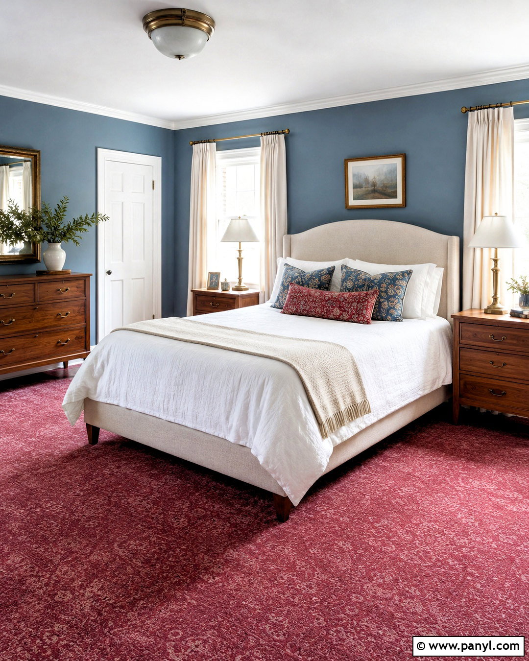 Dusty Blue Walls With Red Carpet - 20 What Color Walls Go With Red Carpet Ideas