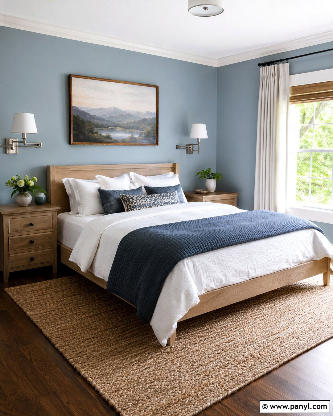 Dusty Blue Walls With Soft White Baseboards - 20 Wall And Baseboard Color Combinations