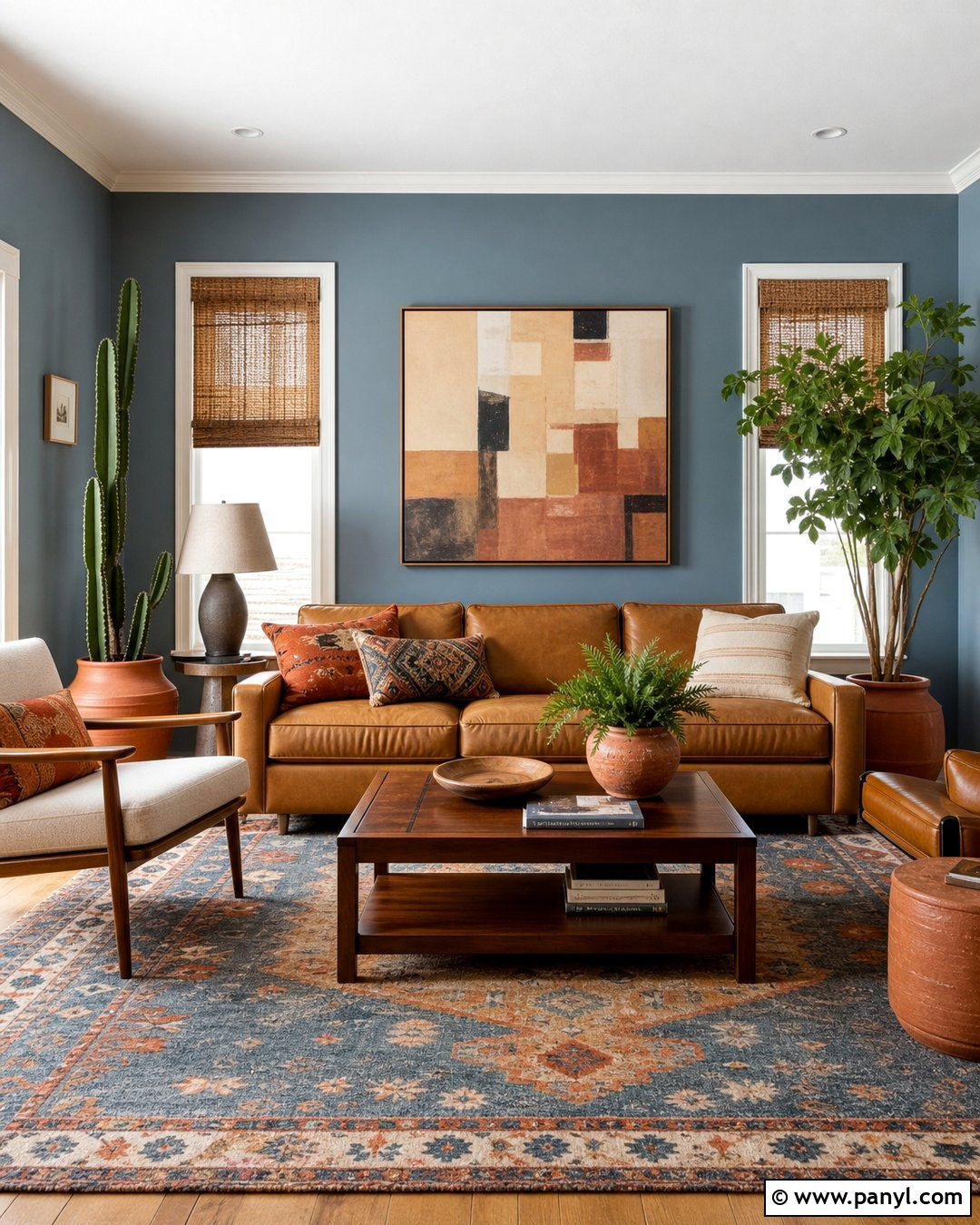 Dusty Blue Walls With Terracotta Decor - 30 dusty blue wall color ideas