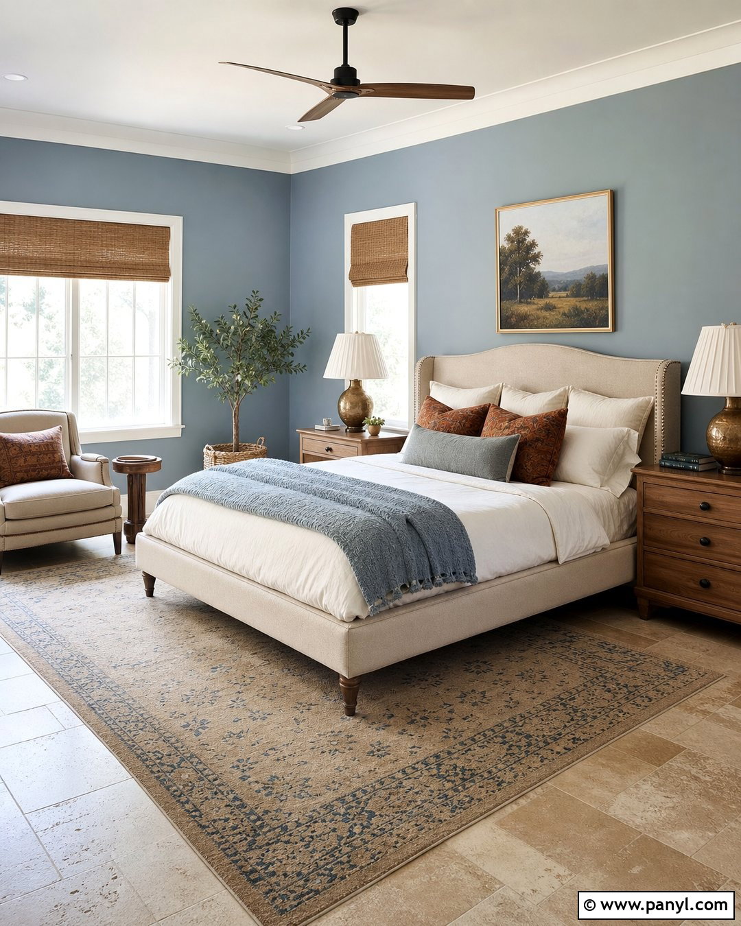 Dusty Blue Walls With Travertine Floors - 20 Best Wall Color For Travertine Floors