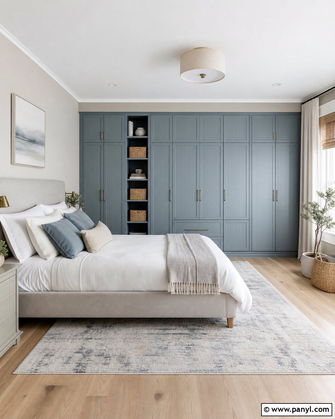 Dusty Blue Wardrobe With Pale Gray Walls - 25 Wardrobe And Wall Color Combination Ideas