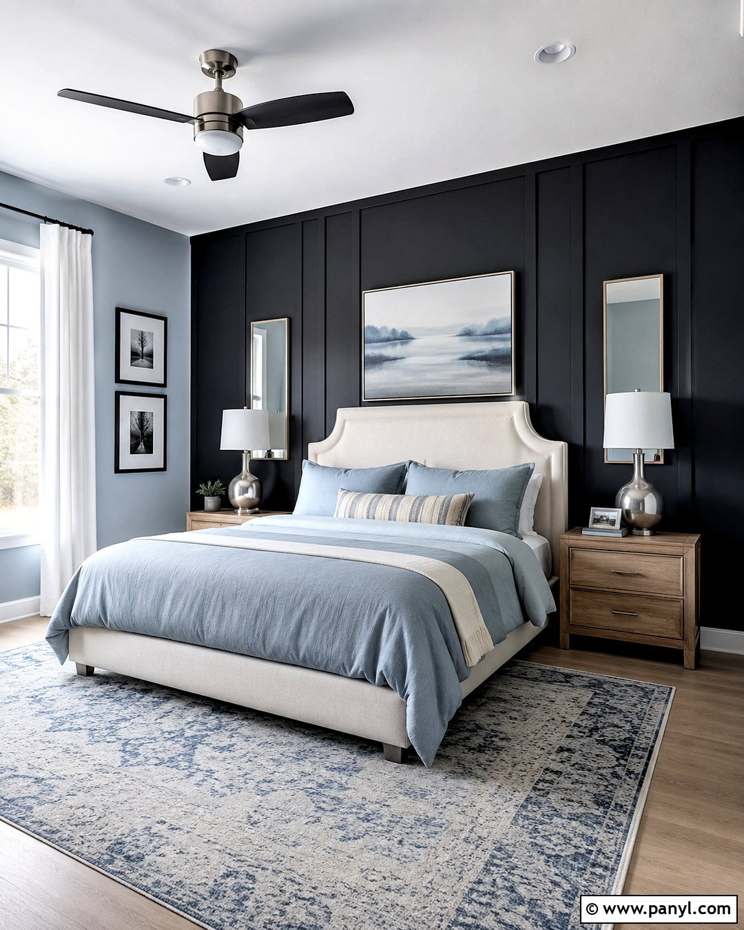 Dusty Blue With A Black Accent Wall - 20 What Colors Go With A Black Accent Wall Ideas