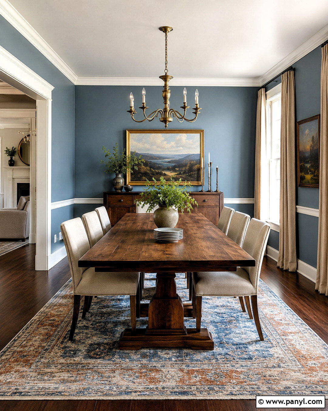 Dusty Blue With Dark Wood - 20 paint colors that go with dark wood ideas