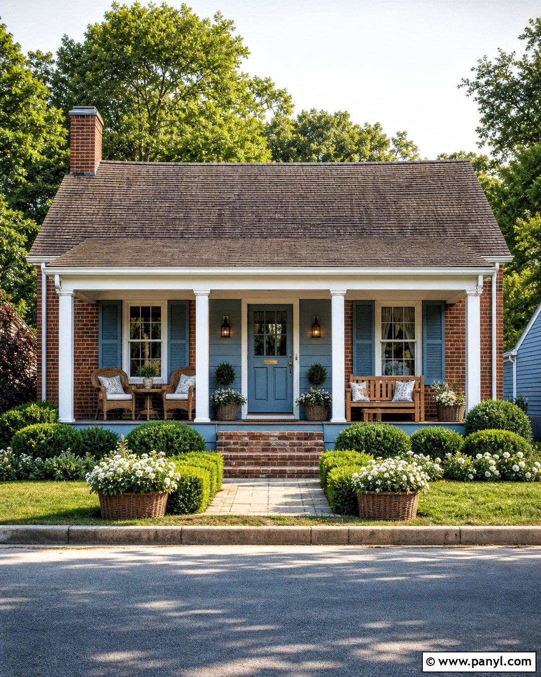 Dusty Blue With Red Brick - 20 colors that go with red brick ideas