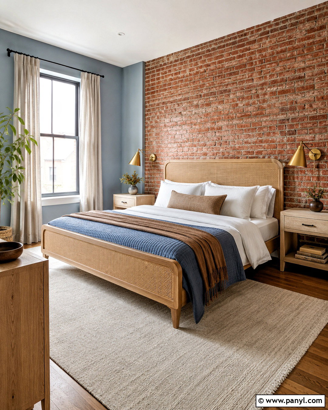Dusty Blue With Red Brick - 20 colors that go with brick interior ideas