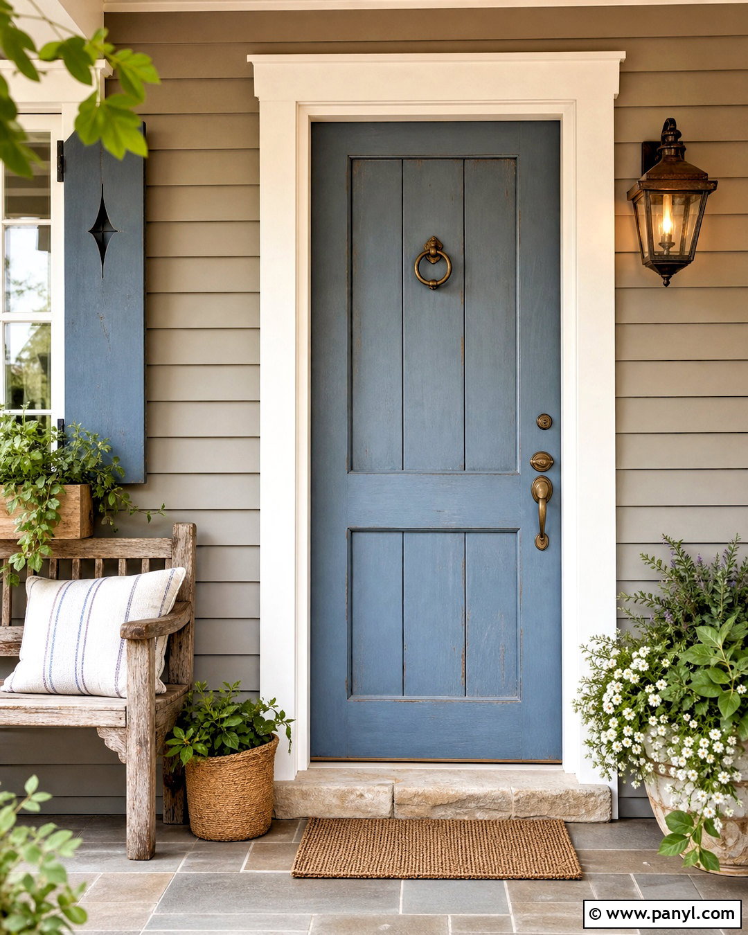 Dusty Blue Wooden Door - 20 wooden door colour ideas