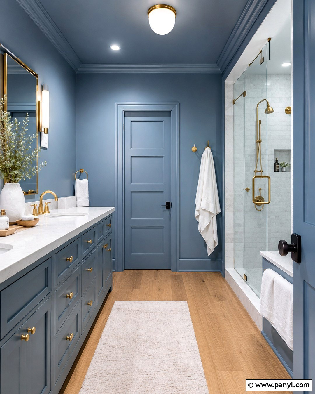 Dusty Cornflower Color-Drenched Bathroom - 20 Dusty Cornflower Benjamin Moore Bathroom Ideas