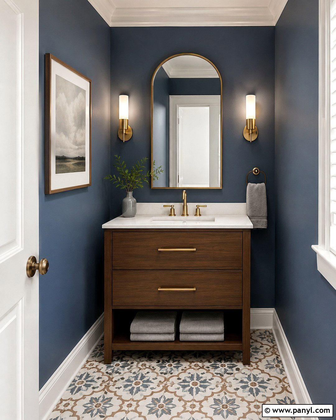 Dusty Cornflower Powder Room - 20 Dusty Cornflower Benjamin Moore Bathroom Ideas
