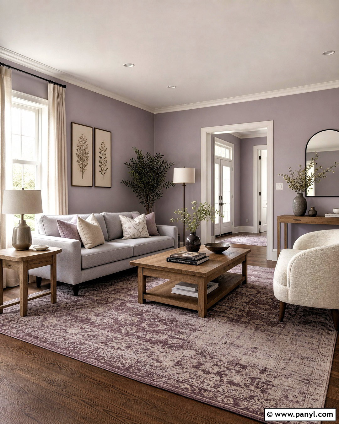 Dusty Lavender Living Room - 20 calming paint colors for living room ideas