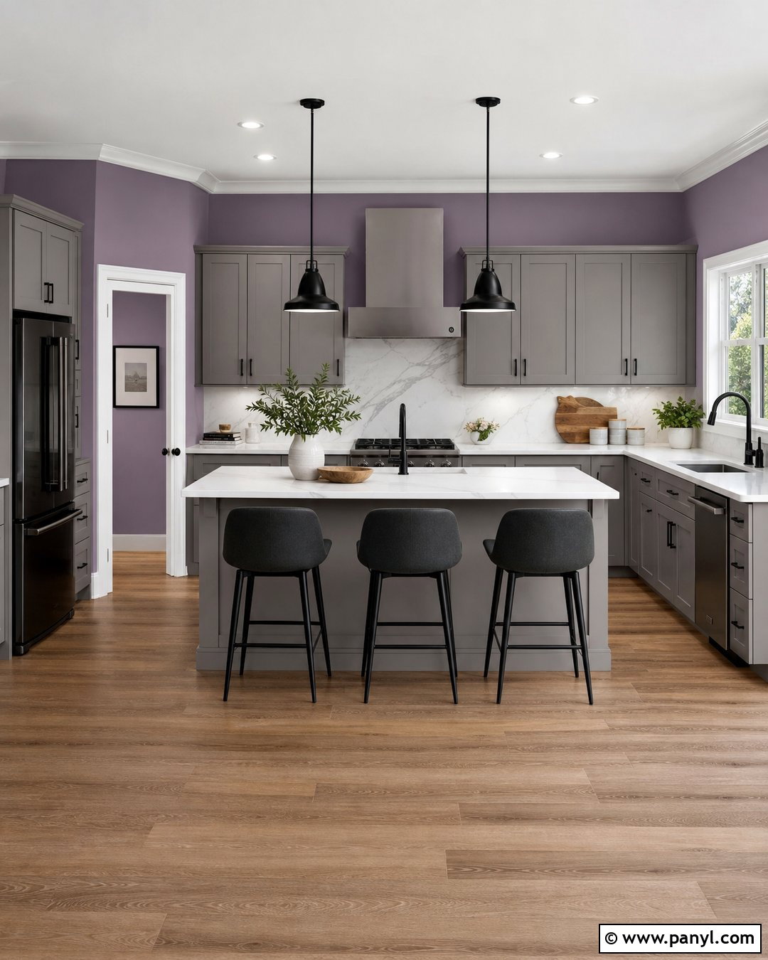 Dusty Lilac Kitchen Walls With Gray Cabinets - 35 purple kitchen walls
