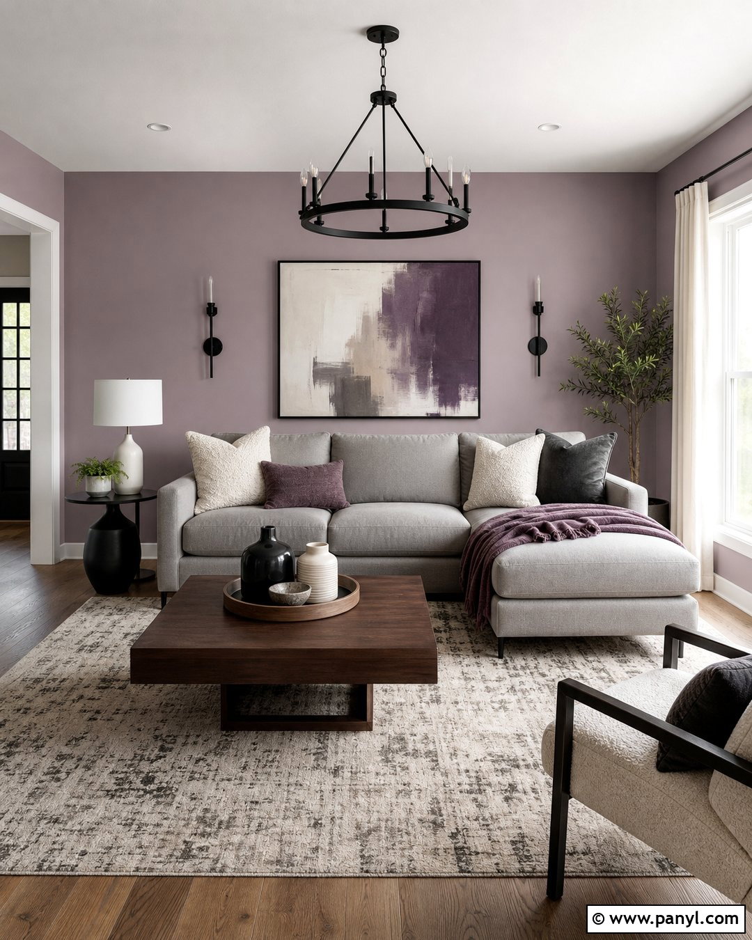 Dusty Lilac Walls With Gray Sofa - 35 lilac walls