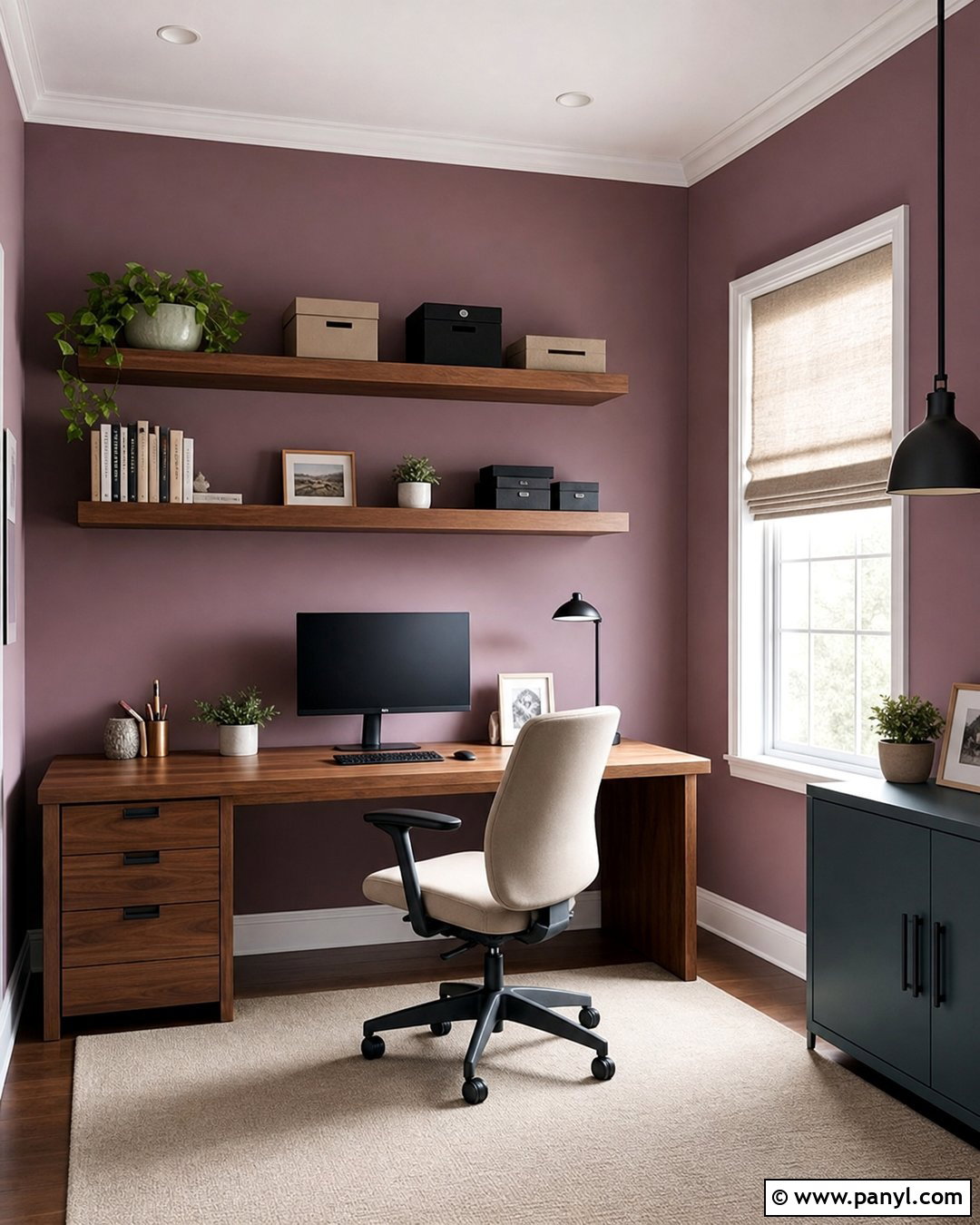 Dusty Mauve Home Office Walls - 25 Purple Room Wall Ideas